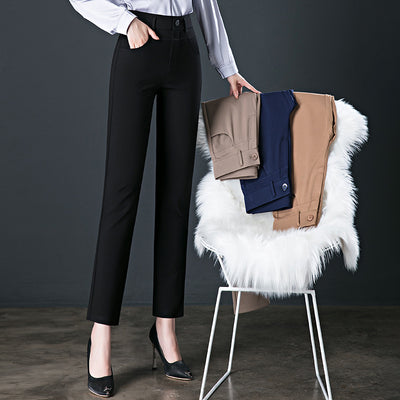 Pantalones de Cintura Alta Elásticos en Colores Sólidos para Mujer - Image 5