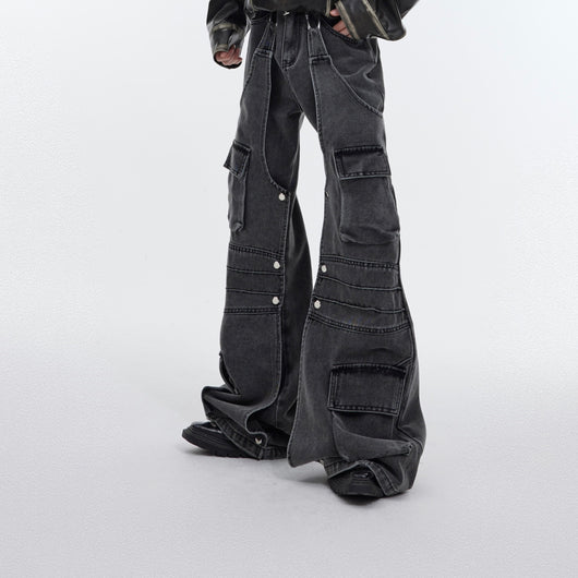 Pantalones Vintage Holgados de Pierna Ancha con Bolsillos Grandes para Hombre
