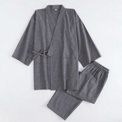 Pijama de Algodón Rayado para Pareja - Conjunto Kimono Japonés Cómodo - Image 7