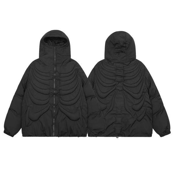 Chaqueta Acolchada con Capucha y Calavera Embosada para Hombre