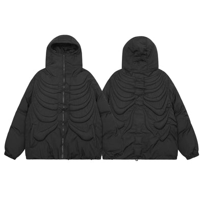 Chaqueta Acolchada con Capucha y Calavera Embosada para Hombre