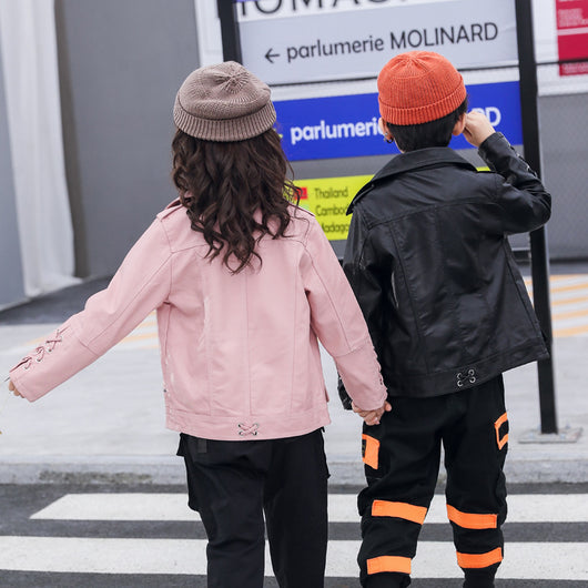 Chaqueta de Cuero Estilo Motociclista para Niños y Niñas - Image 4