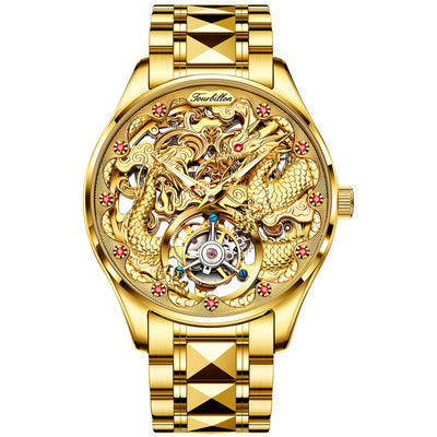 Reloj de Lujo Dorado para Hombre con Tourbillón Resistente al Agua - Image 4