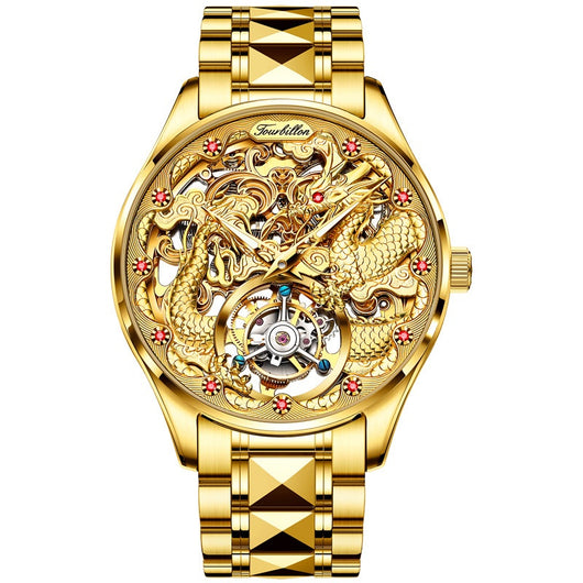 Reloj de Lujo Dorado para Hombre con Tourbillón Resistente al Agua - Image 4