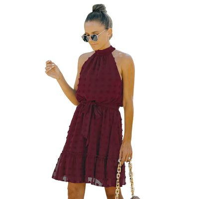 Vestido Halter de Chifón con Escotes Jacquard - Image 9