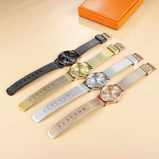 Reloj de Pulsera Dama Malla Dorada con Diseño de Corazón - Image 10