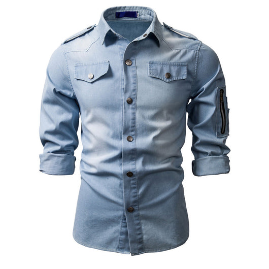 Camisa Vaquera Lavada para Hombre de Manga Larga - Image 2
