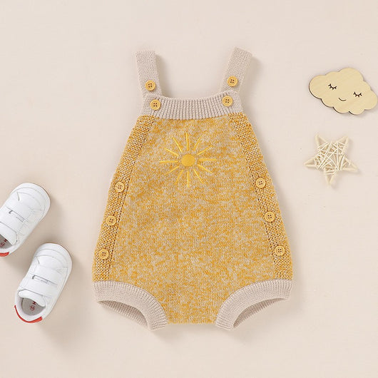 Enterizo Tejido para Bebé con Girasoles Bordados y Tirantes - Colección Otoño - Image 2