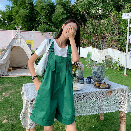 Pantalón Holgado de Cinco Puntos Estilo Dulce y Atrevido - Jumpsuit Viral