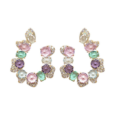 Aretes de Cristal Irregular en Colores Caramelo - Image 5