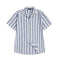 Camisa de Rayas Algodón y Lino con Cuello Solapa y Mangas Cortas