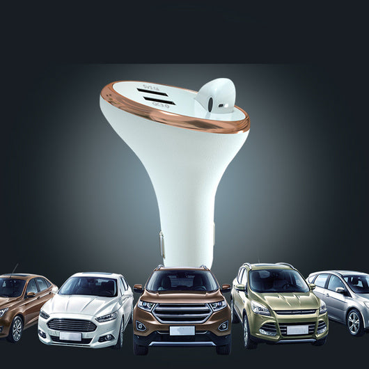 Cargador de Auto Multifunción Dual USB QC3.0 con Encendedor y Auriculares Inalámbricos - Image 2