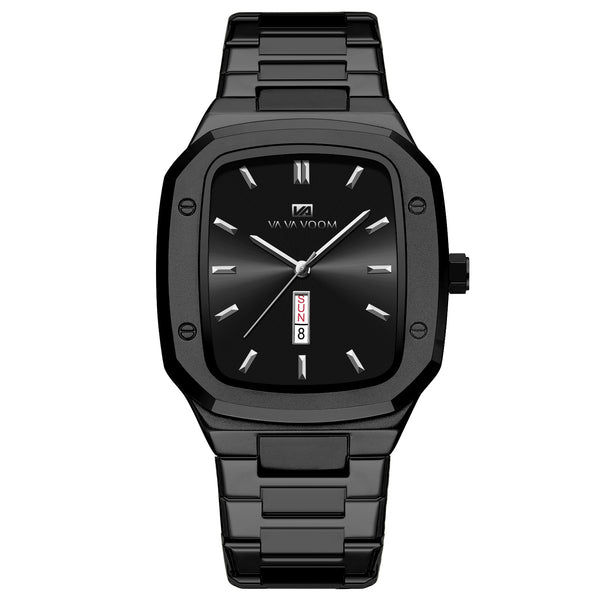 Reloj Ejecutivo Rectangular de Acero con Doble Calendario para Hombre - Image 6