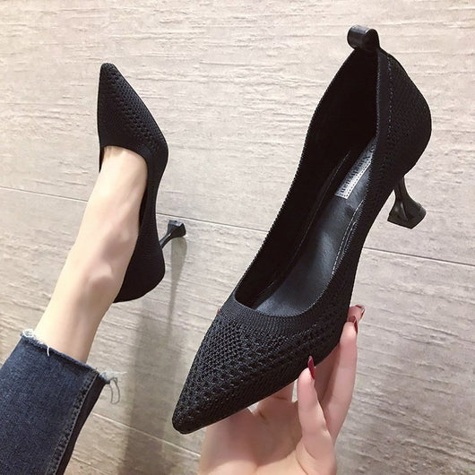 Zapatos de Tacón Alto Tejido Volador Punta Aguda - Stiletto Elegante para Mujer - Image 6
