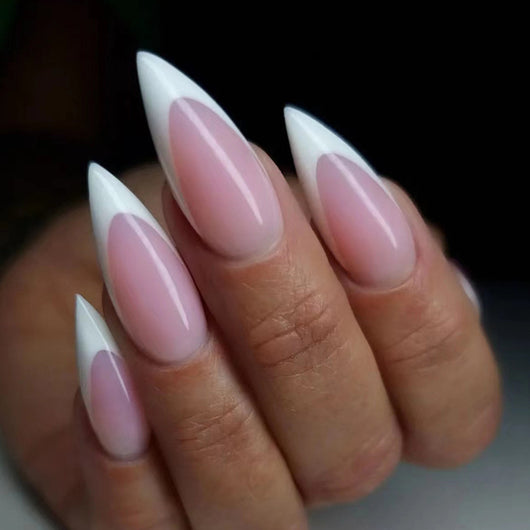 Uñas Postizas Francesas Blancas Almendra - Diseño Elegante Listo para Usar