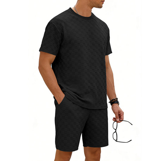 Conjunto de Playera y Shorts Casuales a Cuadros para Hombre - Image 31