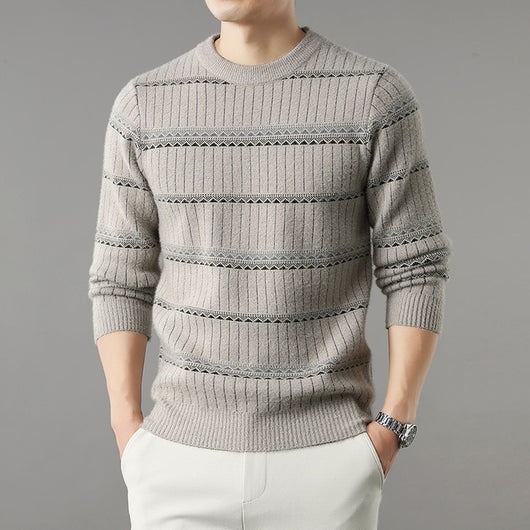 Suéter Grueso de Cuello Redondo para Hombre con Forro Polar y Textura de Visón Sintético - Image 32