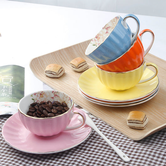 Taza de Café con Plato de Porcelana Fina Estampada - Diseño Calabaza Creativo - Image 8