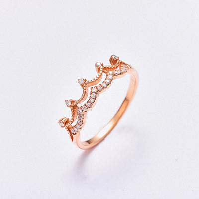 Anillo de Oro Rosa 18K con Diamantes - Diseño Corona para Mujer - Image 6