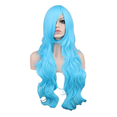 Peluca Cosplay Sirena Anime Rojo Oscuro Cabello Largo Ondulado - Image 32