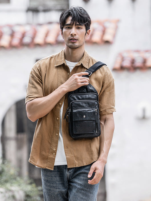 Bolsa Pecho Cuero Genuino para Hombre - Estilo Casual - Image 10