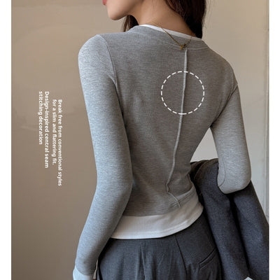 Blusa Elegante Cuello Redondo Falso Dos Cuerpos Premium para Mujer - Image 5