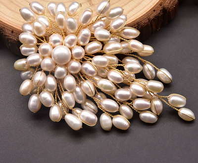 Broche de Perlas Tejido a Mano Estilo Retro Europeo Americano - Image 3