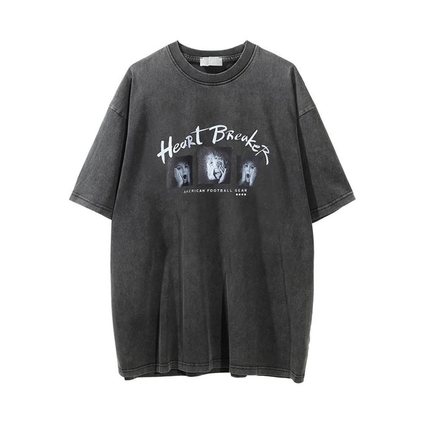 Camiseta Estampada Lavada Vintage para Hombre