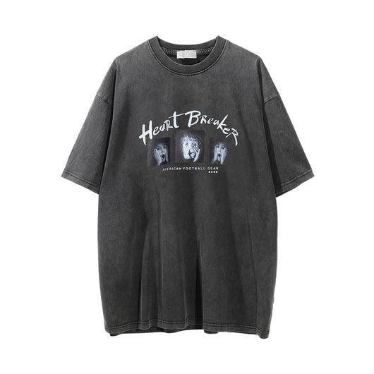Camiseta Estampada Lavada Vintage para Hombre