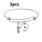Faith As Pequeño As A Mustard Seed Bangle Bracelets Necklace Steel color Heartshaped 3pcs