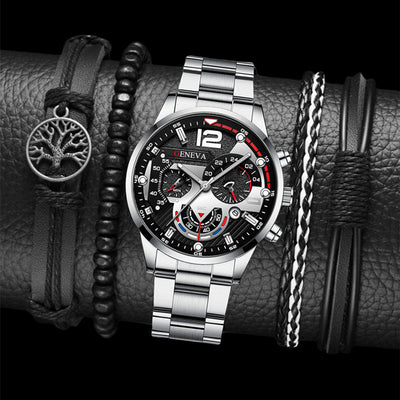 Set de 2 Relojes de Acero para Hombre con Pulsera - Diseño Ejecutivo Tres Ojos - Image 24