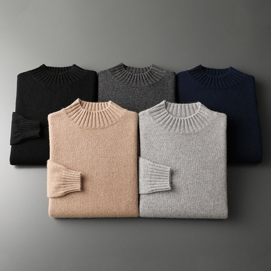 Suéter Cuello Alto Hombre Elegante Versátil Colores Sólidos
