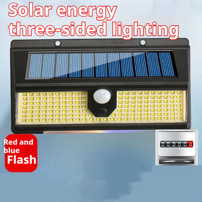 Lámpara Solar de Pared con Sensor de Movimiento y Luz Roja Azul de Advertencia - Image 7