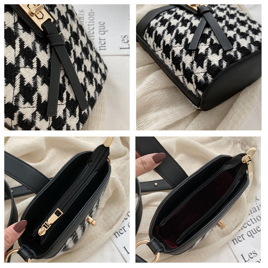 Bolso Bandolera Estilo Hong Kong Cuadros Houndstooth Vintage - Image 7