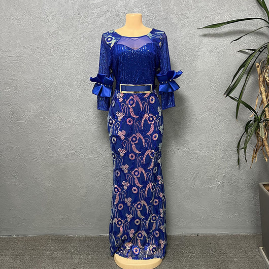 Vestido Formal Elegante Cuello Redondo Manga Corta Ajustado - Image 15
