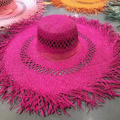 Sombrero de Rafia con Ala Ancha y Borlas Coloridas - Protección Solar Elegante - Image 5