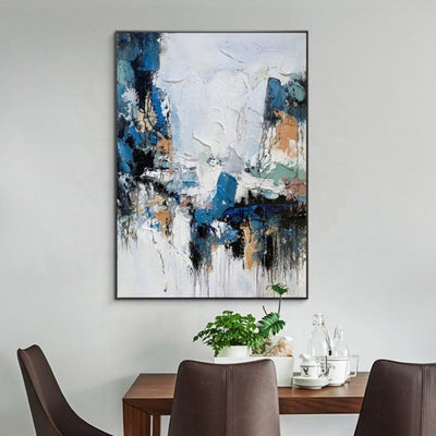 Cuadro Abstracto Moderno Óleo sobre Lienzo - Tonos Azul y Verde para Sala de Estar - Image 12