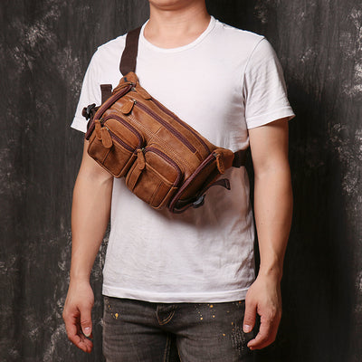 Bolsa de Pecho Hombre Cuero Gamuza Gran Capacidad - Image 3