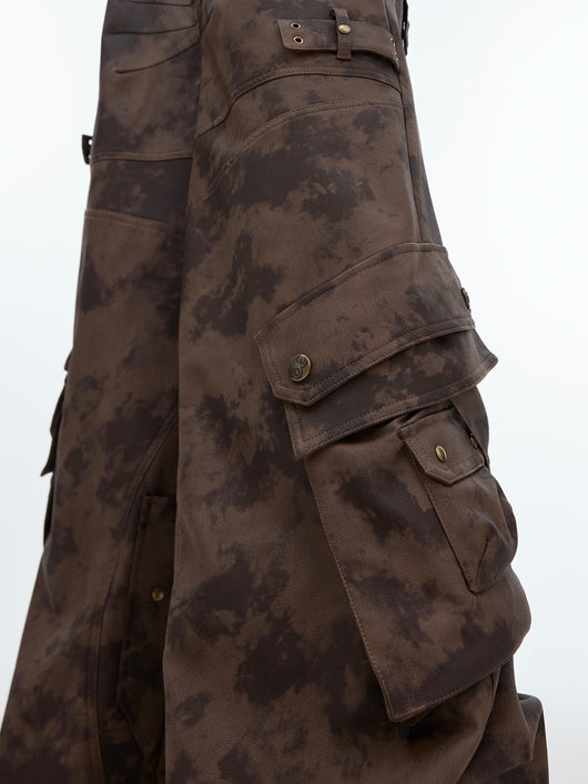 Pantalón de Trabajo Vintage Desgastado con Múltiples Bolsillos en Cuero - Image 10