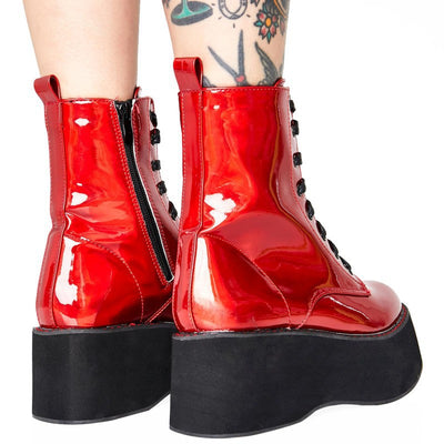 Botas Tobilleras de Charol con Plataforma y Cordones para Mujer - Image 16