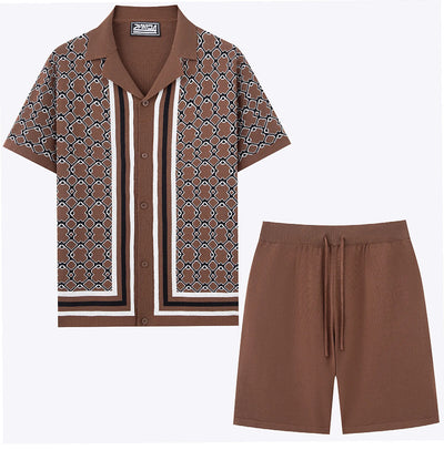 Traje Tejido Jacquard Geométrico con Cuello Cubano para Hombre - Image 7