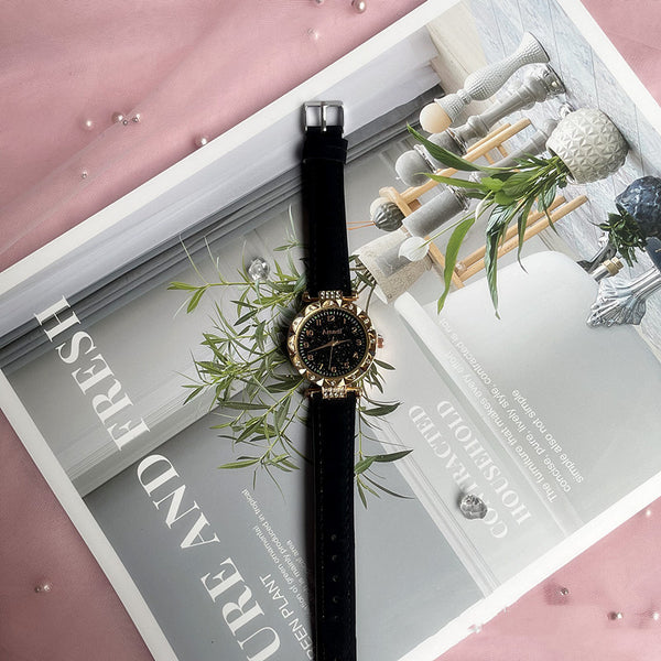 Conjunto de Reloj Frosted Estrellado y Cinturón de Dos Piezas