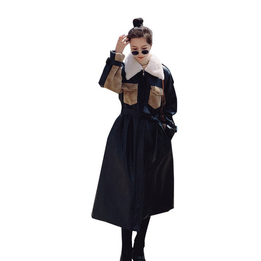 Abrigo de Cuero Negro Acolchado para Mujer - Largo Invierno - Image 5