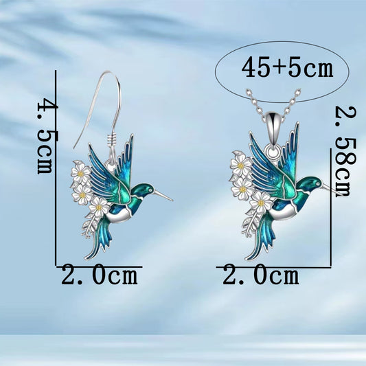 Conjunto de Collar y Aretes Colibrí en Plata - Image 2