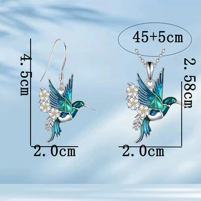 Conjunto de Collar y Aretes Colibrí en Plata - Image 2