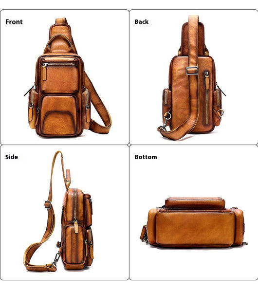 Bolsa Pecho Cuero Genuino para Hombre - Estilo Casual Minimalista - Image 15