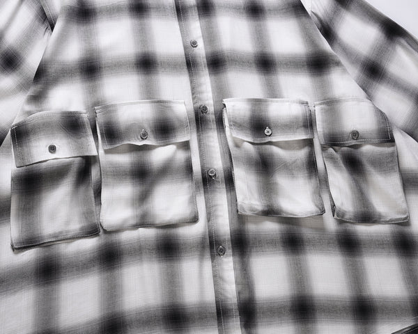 Camisa Cuadros Blanco y Negro Hombre Suelta - Estilo Casual Versátil