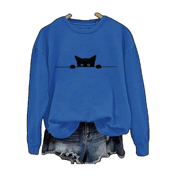 Blusa Suelta de Manga Larga con Diseño Estampado