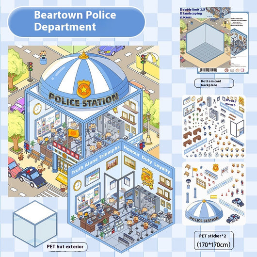 Cartoon flower park sticker set with a two-layer plastic greenhouse scene card and various plant and character stickers. - Image 4