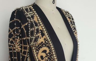 Blazer Acolchado con Estampado de Perlas para Mujer - Image 22
